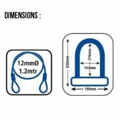Antivol Vélo Combiné U Et Cable à Clefs - Oxford -Bike Boutique de vente antivol velo combine u et cable a clefs oxford full 3