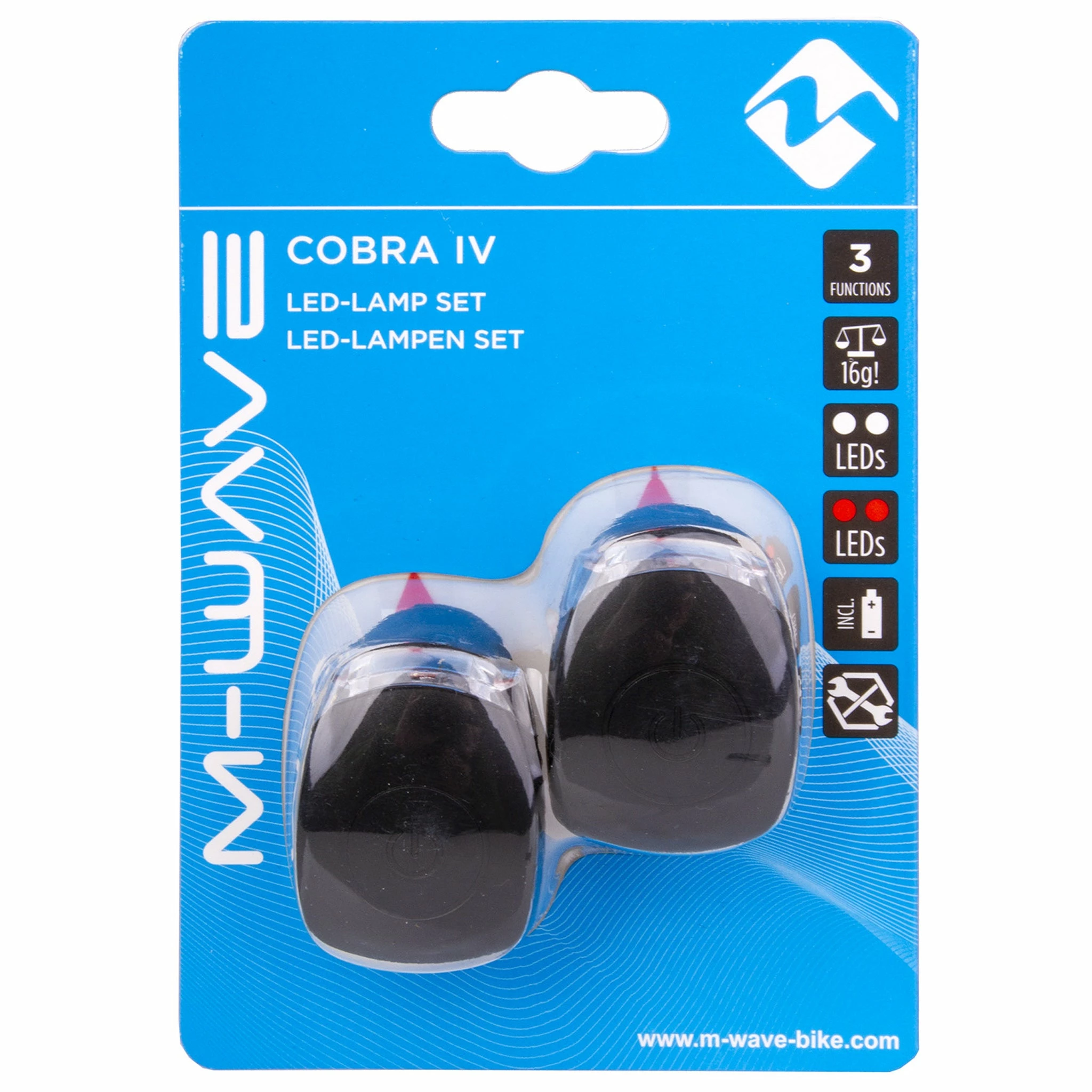 Set éclairages Vélo à Piles Avant Arrière Cobra IV M-Wave 2 Set éclairages Vélo à Piles Avant Arrière Cobra IV M-Wave – Image 2