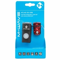 Set D'éclairages Vélo Avant Et Arrière à LED Rechargeables USB Atlas 20 M-Wave -Bike Boutique de vente feu arriere velo m wave atlas 20 packaging